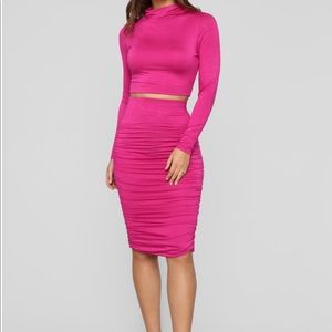 Fashion Nova Almost In Love Skirt Set - Magenta